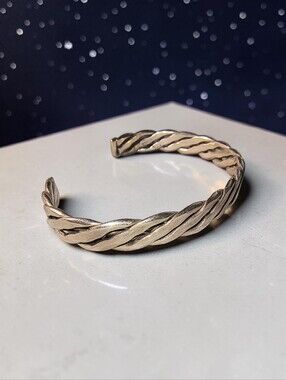 Mexico Sterling Silver Heavy Braided Cuff Bracelet